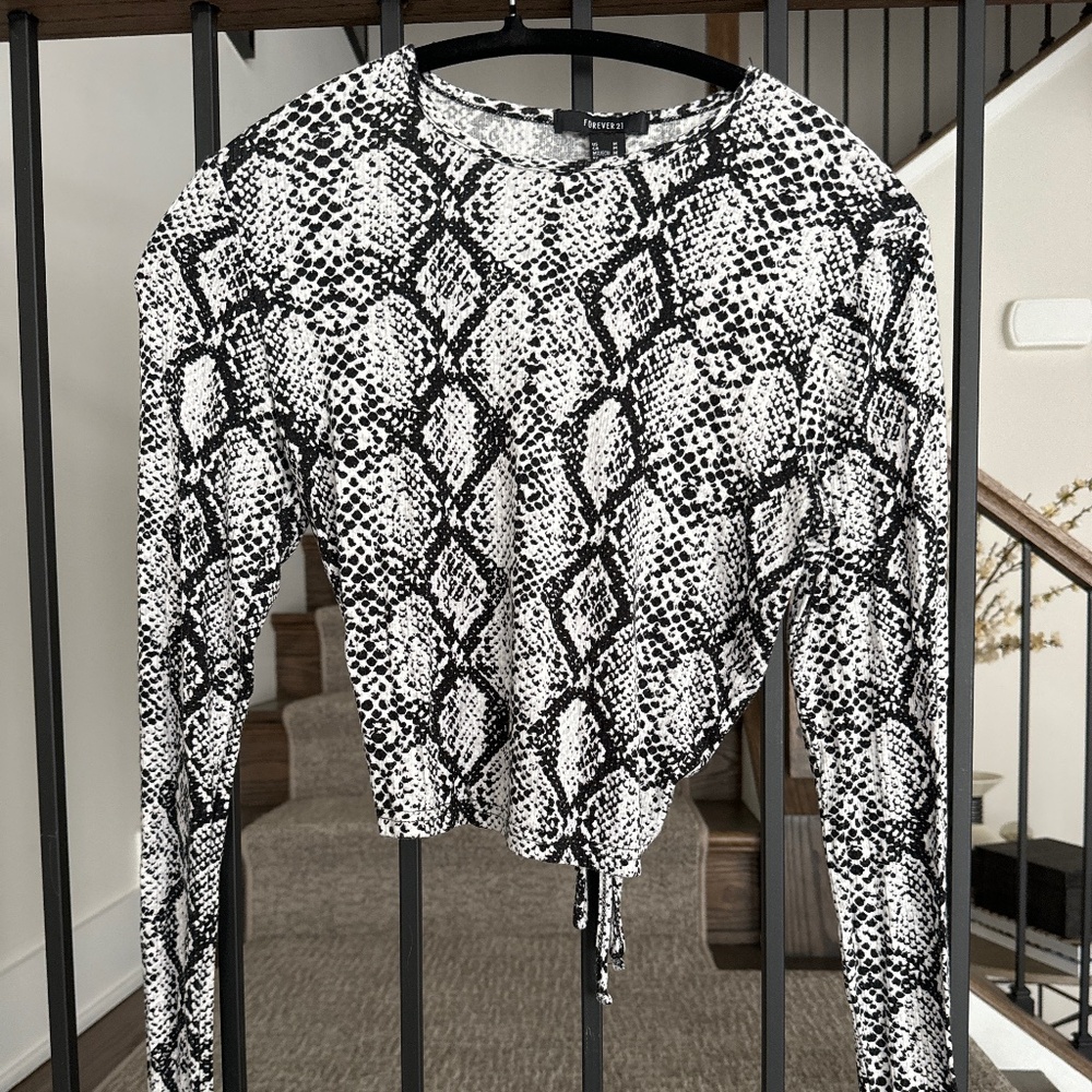 Forever 21 snakeskin print long sleeve shirt.